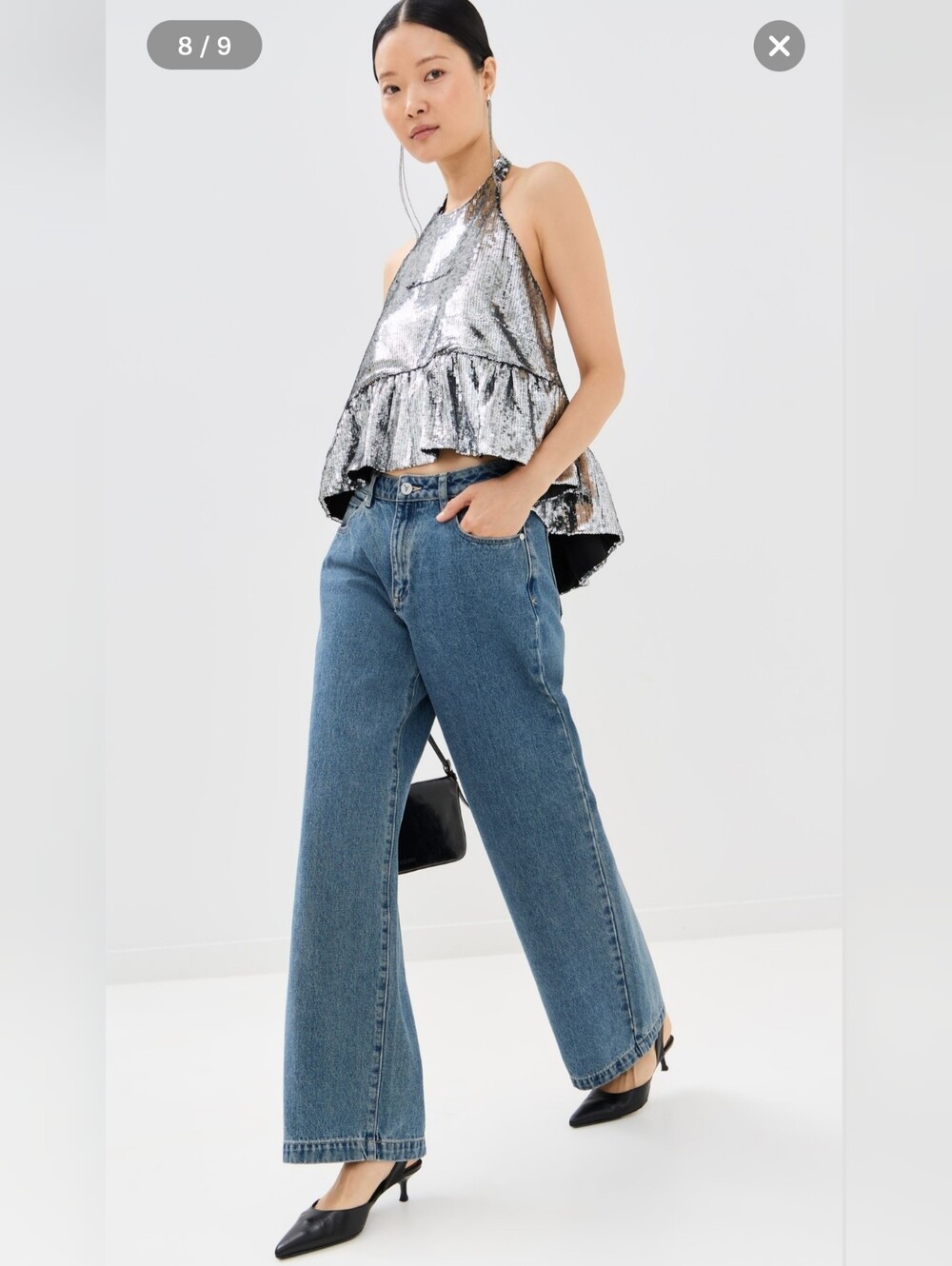 Abrand 95 Mid Baggy Jeans Women W27 Blue Wide Leg Relaxed Denim